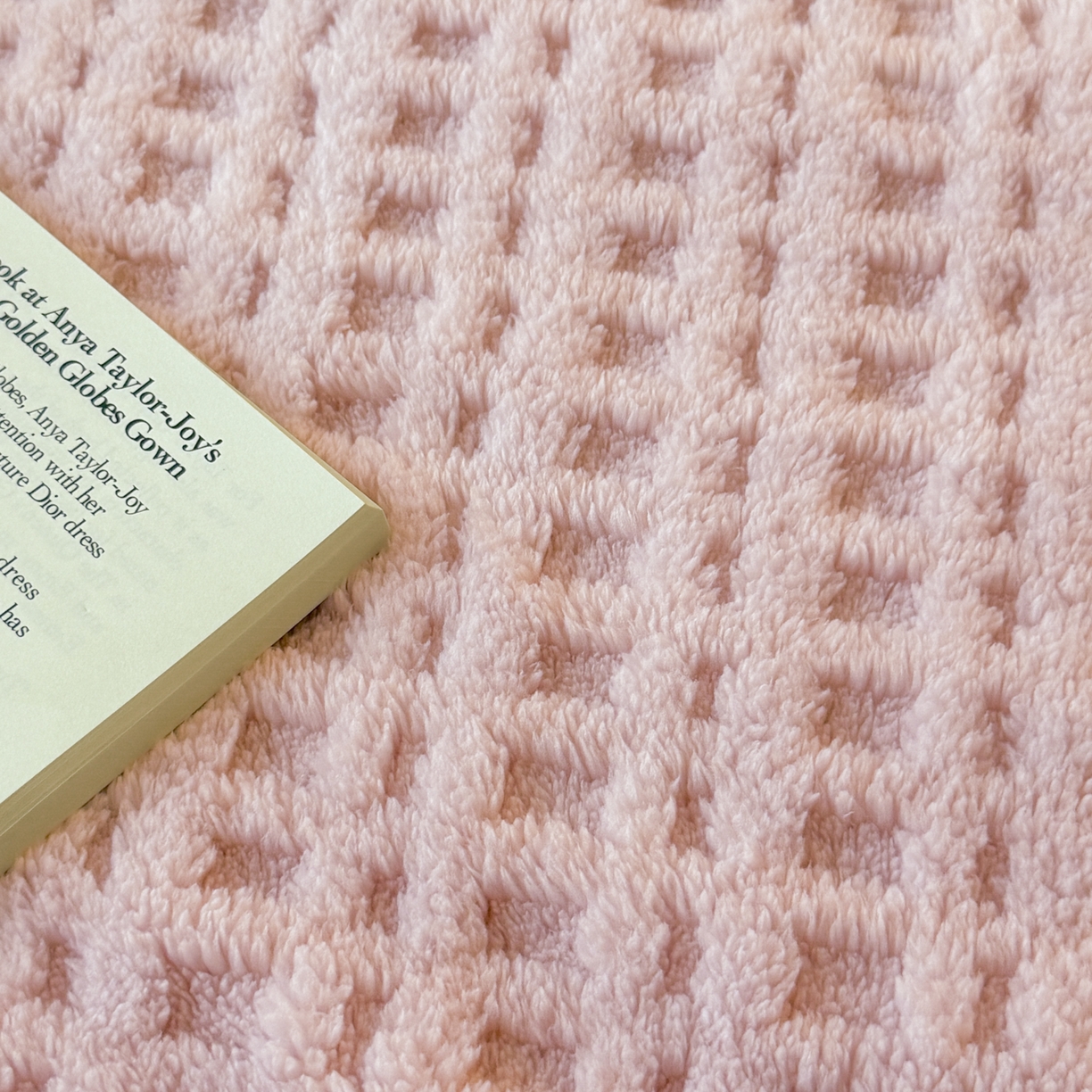 91家纺网 家纺一手货源 找家纺 欧邦 2025新款华夫格羊羔绒双层毯盖毯毯子-场景2 华夫格-浅粉