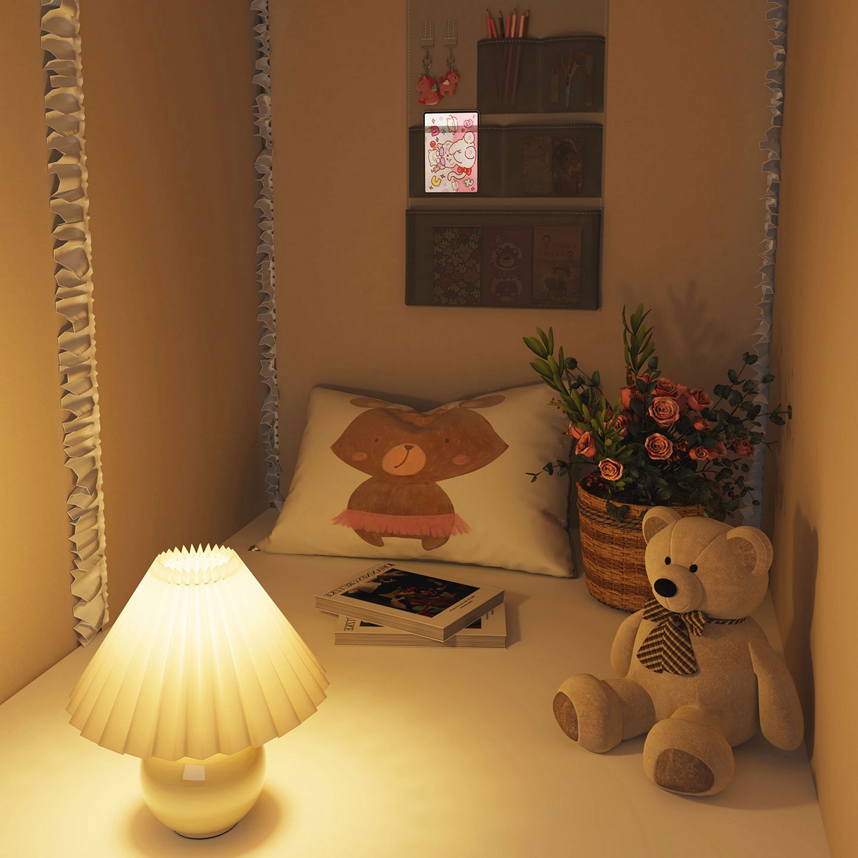 91家纺网 家纺一手货源 找家纺 无瑕家居 2025新款学生上下铺遮光防蚊蚊帐雪纺蕾丝遮光加密蚊帐床幔 奶黄【含靠墙帘 五面遮光】