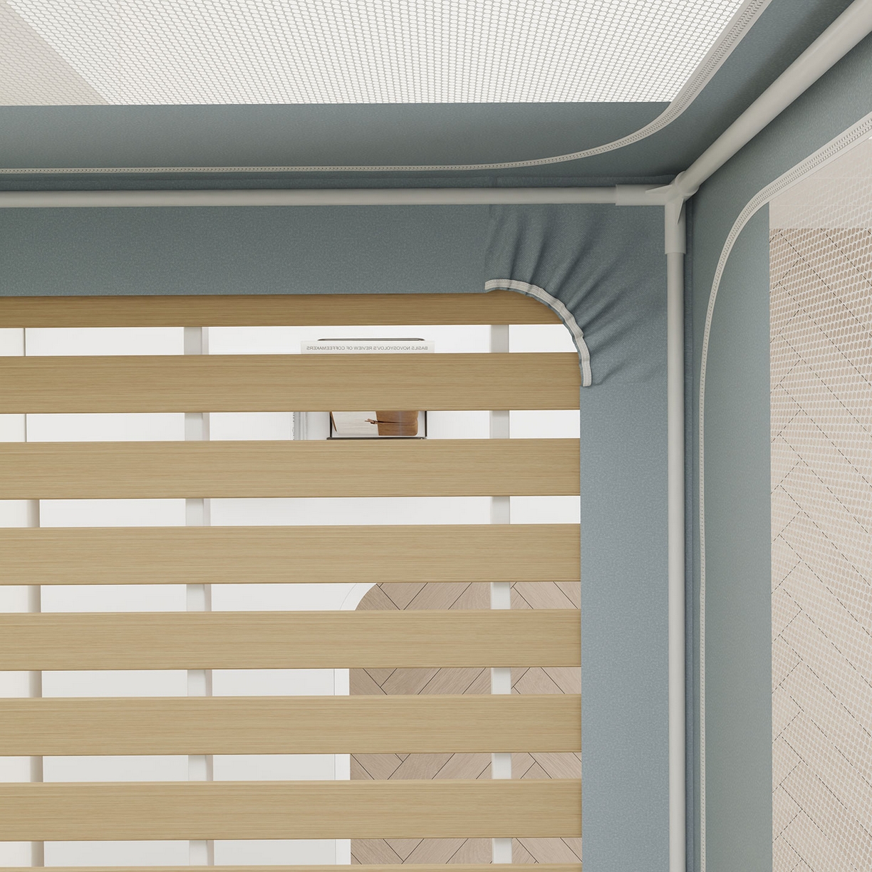 91家纺网 家纺一手货源 找家纺 无瑕家居 2025新款学生上下铺遮光防蚊蚊帐雪纺蕾丝遮光加密蚊帐床幔 墨绿【无帘子】