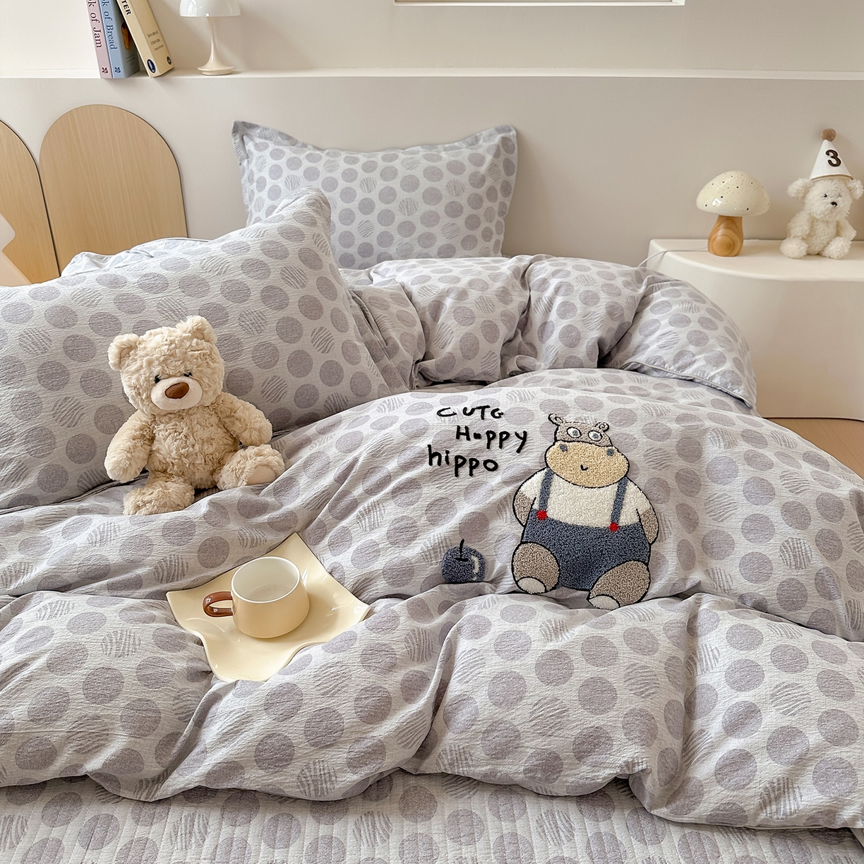 91家纺网 家纺一手货源 找家纺 （总）元熙 2025新款印花小清新韩国绒牛奶绒豆豆床盖四件套