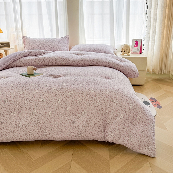 91家纺网 家纺一手货源 找家纺 小石头家纺 2025新款亲肤舒适云感双层纱抗菌被被子被芯 花园小兔