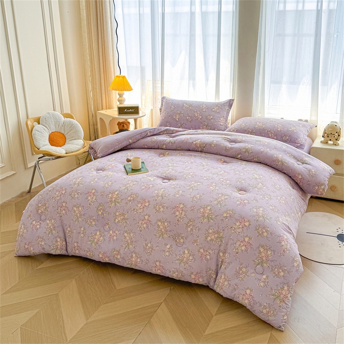 91家纺网 家纺一手货源 找家纺 小石头家纺 2025新款亲肤舒适云感双层纱抗菌被被子被芯 浪漫花园