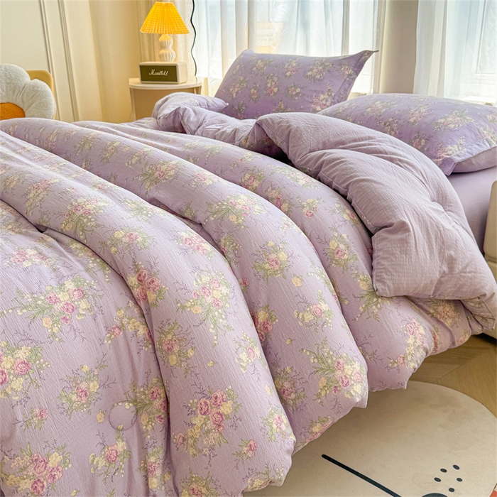 91家纺网 家纺一手货源 找家纺 小石头家纺 2025新款亲肤舒适云感双层纱抗菌被被子被芯 浪漫花园