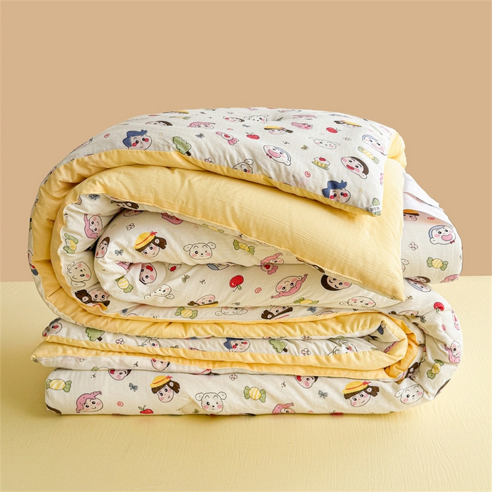 91家纺网 家纺一手货源 找家纺 小石头家纺 2025新款亲肤舒适云感双层纱抗菌被被子被芯 乐园派对