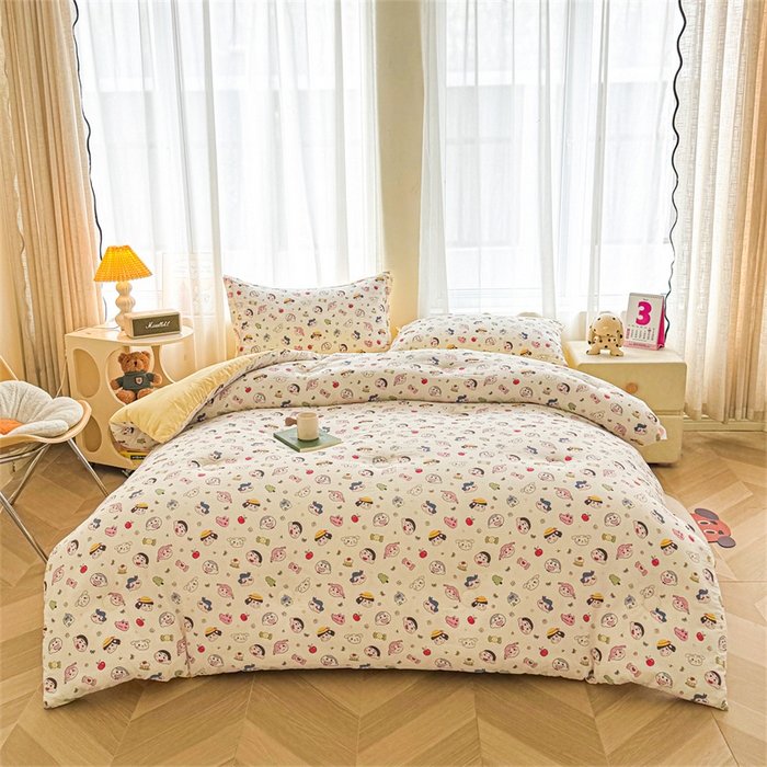 91家纺网 家纺一手货源 找家纺 小石头家纺 2025新款亲肤舒适云感双层纱抗菌被被子被芯 乐园派对