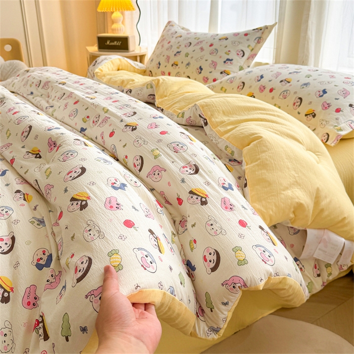 91家纺网 家纺一手货源 找家纺 小石头家纺 2025新款亲肤舒适云感双层纱抗菌被被子被芯 乐园派对