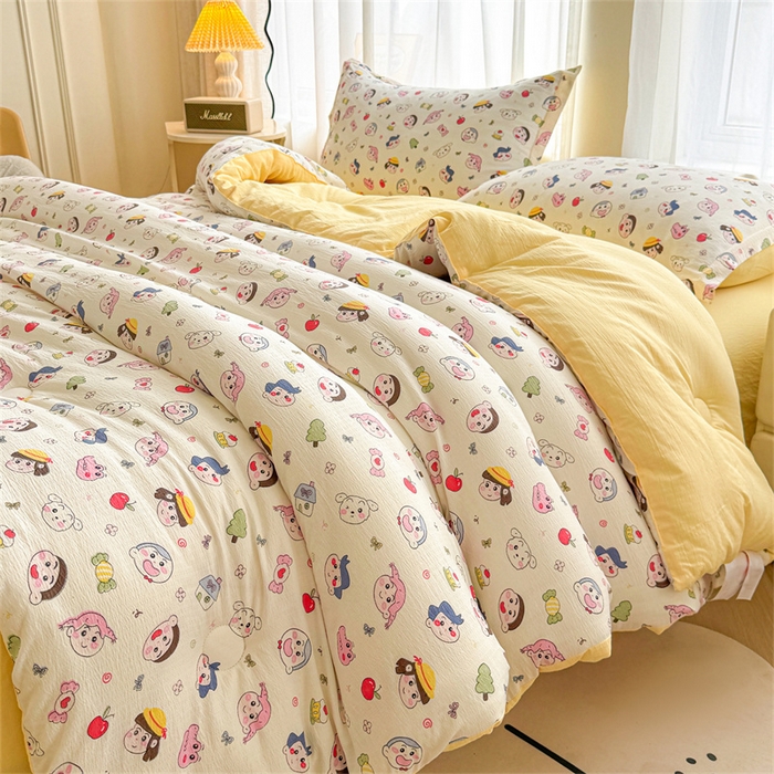 91家纺网 家纺一手货源 找家纺 小石头家纺 2025新款亲肤舒适云感双层纱抗菌被被子被芯 乐园派对