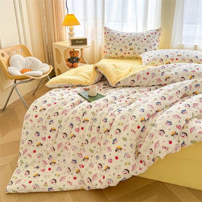 91家纺网 家纺一手货源 找家纺 小石头家纺 2025新款亲肤舒适云感双层纱抗菌被被子被芯 乐园派对