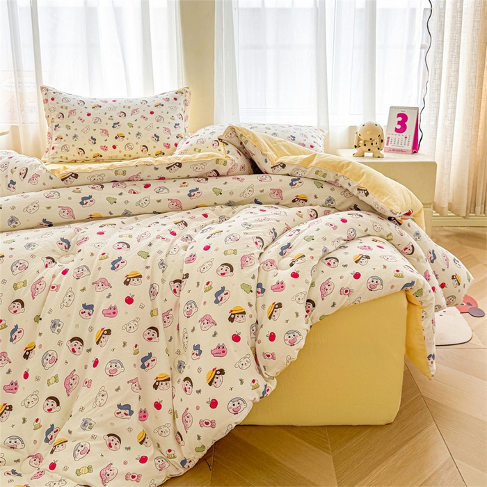 91家纺网 家纺一手货源 找家纺 小石头家纺 2025新款亲肤舒适云感双层纱抗菌被被子被芯 乐园派对