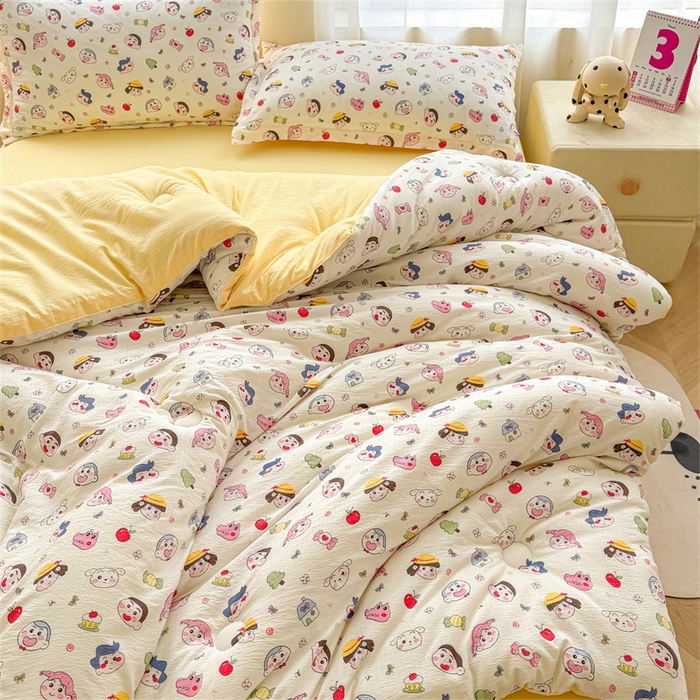 91家纺网 家纺一手货源 找家纺 小石头家纺 2025新款亲肤舒适云感双层纱抗菌被被子被芯 乐园派对