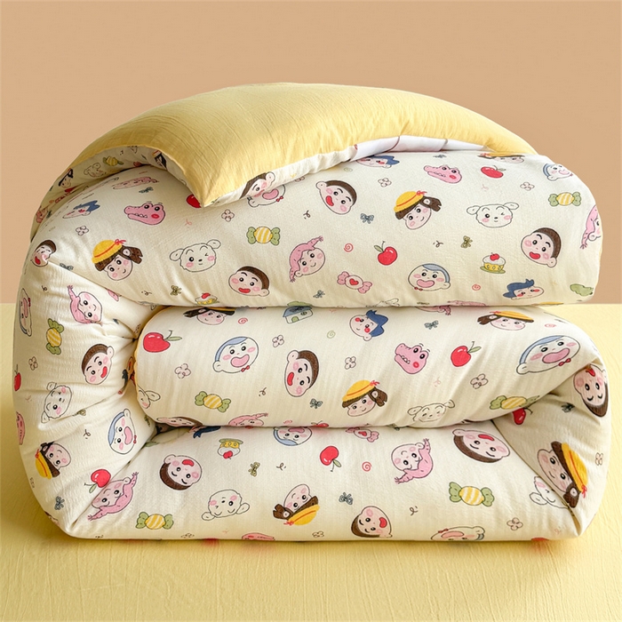 91家纺网 家纺一手货源 找家纺 小石头家纺 2025新款亲肤舒适云感双层纱抗菌被被子被芯 乐园派对