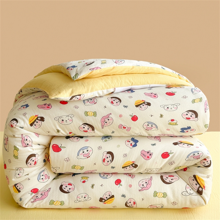 91家纺网 家纺一手货源 找家纺 小石头家纺 2025新款亲肤舒适云感双层纱抗菌被被子被芯 乐园派对