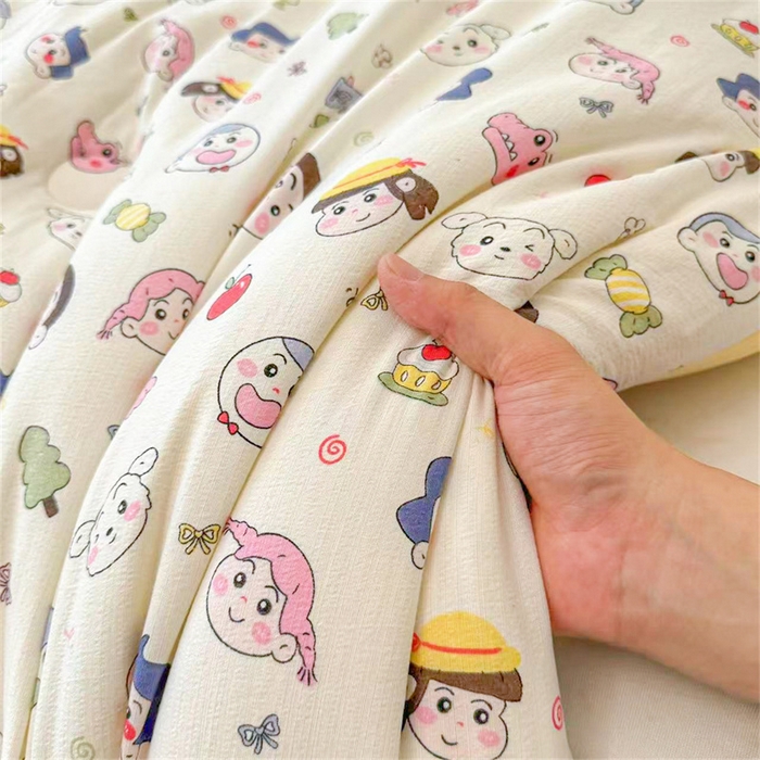 91家纺网 家纺一手货源 找家纺 小石头家纺 2025新款亲肤舒适云感双层纱抗菌被被子被芯 乐园派对