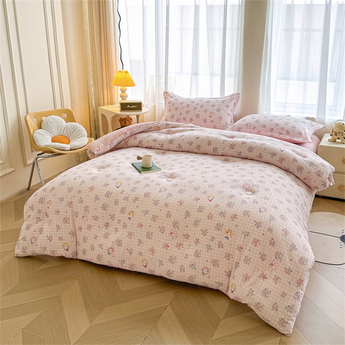 91家纺网 家纺一手货源 找家纺 小石头家纺 2025新款亲肤舒适云感双层纱抗菌被被子被芯 萌宠猫咪