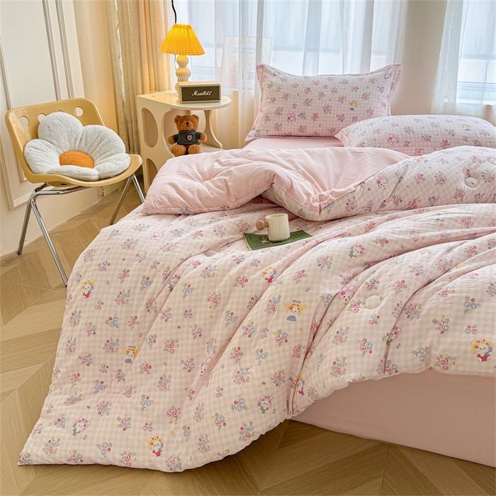 91家纺网 家纺一手货源 找家纺 小石头家纺 2025新款亲肤舒适云感双层纱抗菌被被子被芯 萌宠猫咪