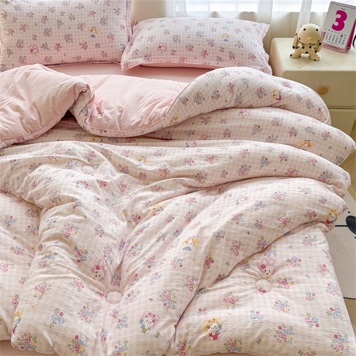 91家纺网 家纺一手货源 找家纺 小石头家纺 2025新款亲肤舒适云感双层纱抗菌被被子被芯 萌宠猫咪