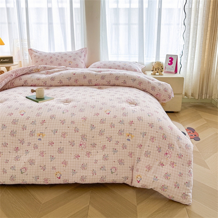 91家纺网 家纺一手货源 找家纺 小石头家纺 2025新款亲肤舒适云感双层纱抗菌被被子被芯 萌宠猫咪