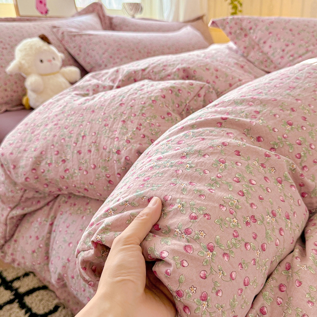 91家纺网 家纺一手货源 找家纺 （总）梦莱斯 2025新款韩国小布袋古法云感棉四件套