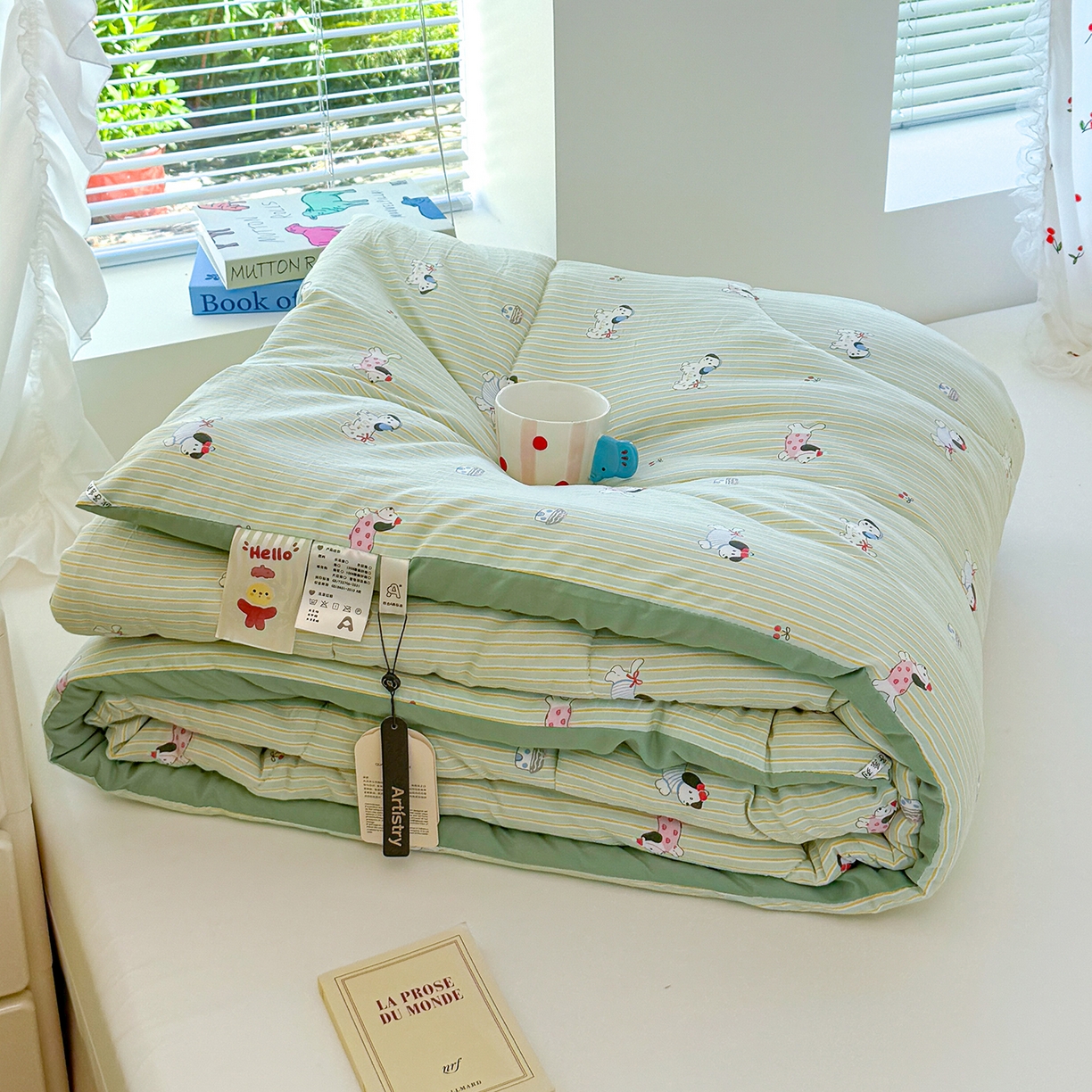 91家纺网 家纺一手货源 找家纺 弗苓家纺 2025新款糯叽叽ins风双层纱水洗棉冬被被子被芯 汪汪队