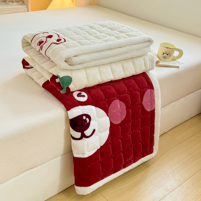 91家纺网 家纺一手货源 找家纺 优品惠 2025新款冬季牛奶绒床垫床褥垫子床护垫加绒床盖学生宿舍上下铺 可爱熊