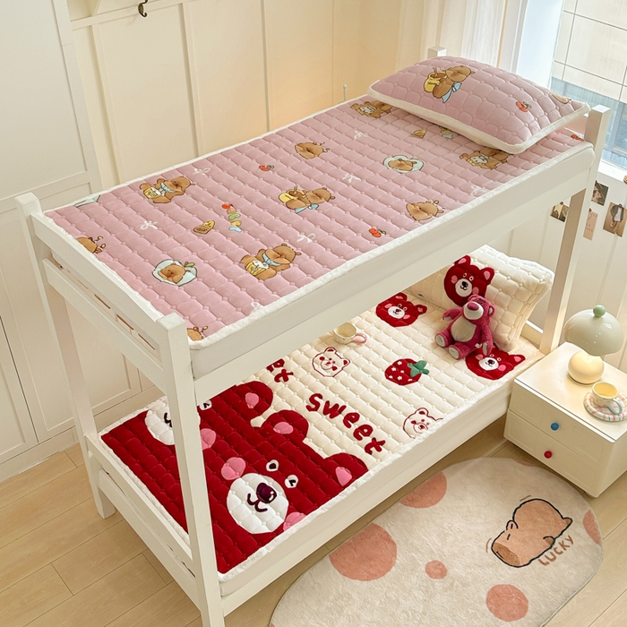 91家纺网 家纺一手货源 找家纺 优品惠 2025新款冬季牛奶绒床垫床褥垫子床护垫加绒床盖学生宿舍上下铺 可爱熊