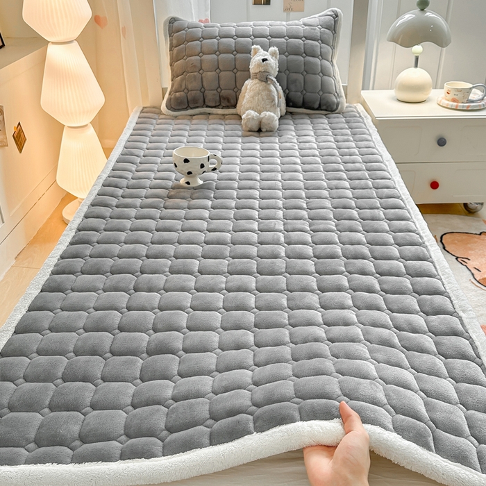 优品惠 2025新款冬季牛奶绒床垫床褥垫子床护垫加绒床盖学生宿舍上下铺 高级灰