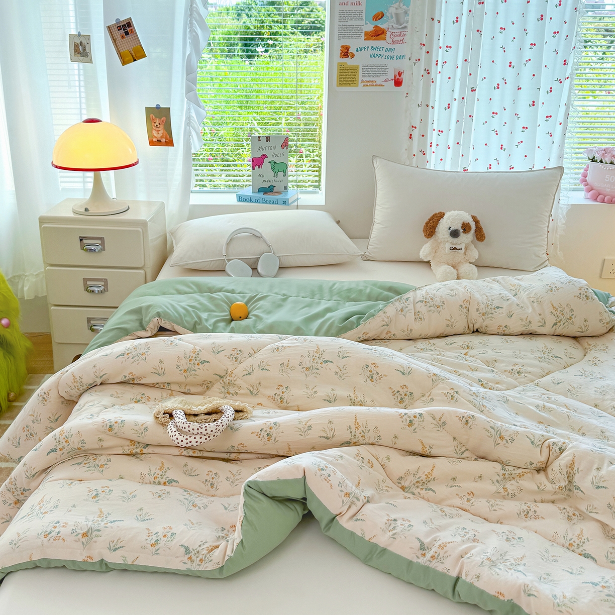 91家纺网 家纺一手货源 找家纺 弗苓家纺 2025新款糯叽叽ins风双层纱水洗棉冬被被子被芯 绚颜