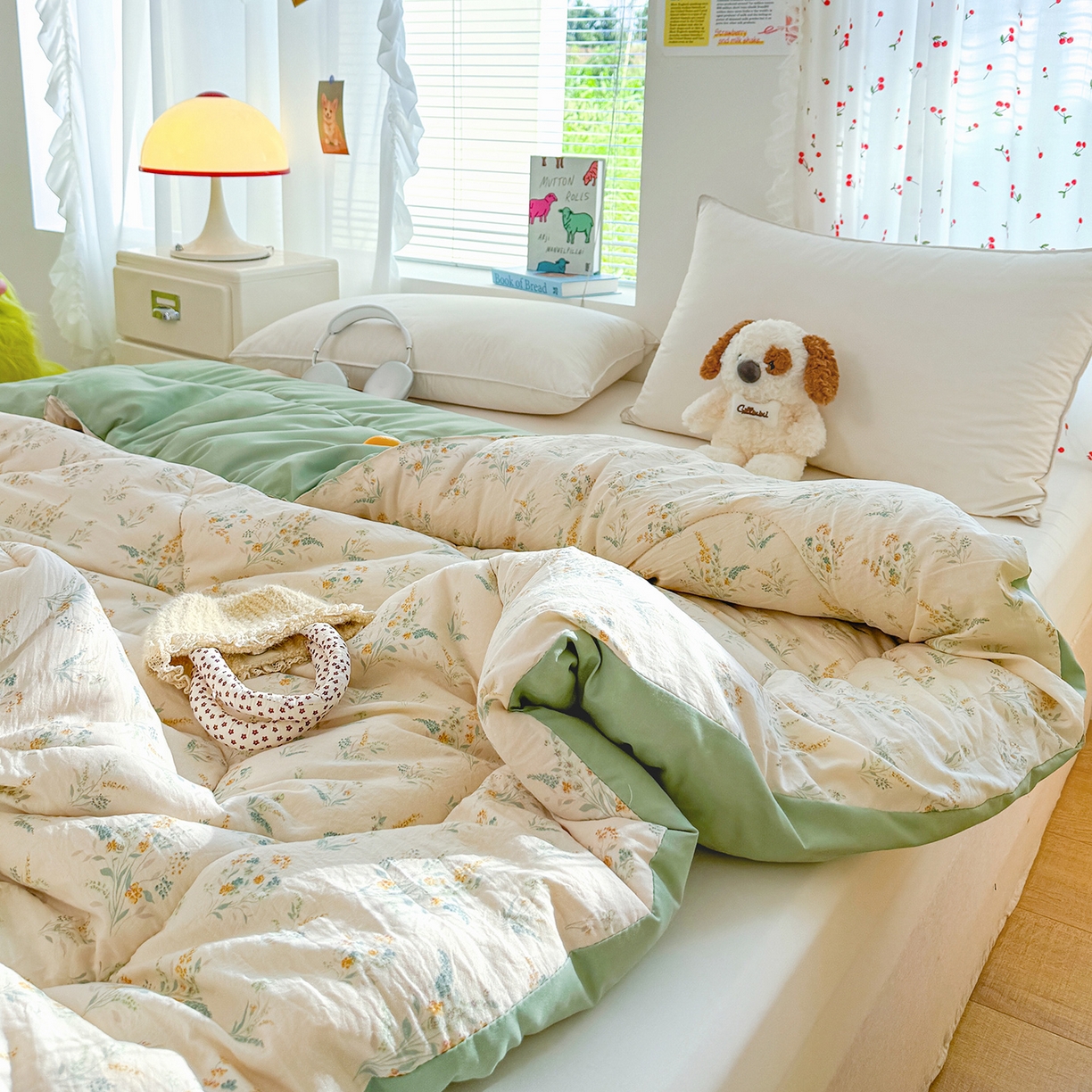 91家纺网 家纺一手货源 找家纺 弗苓家纺 2025新款糯叽叽ins风双层纱水洗棉冬被被子被芯 绚颜