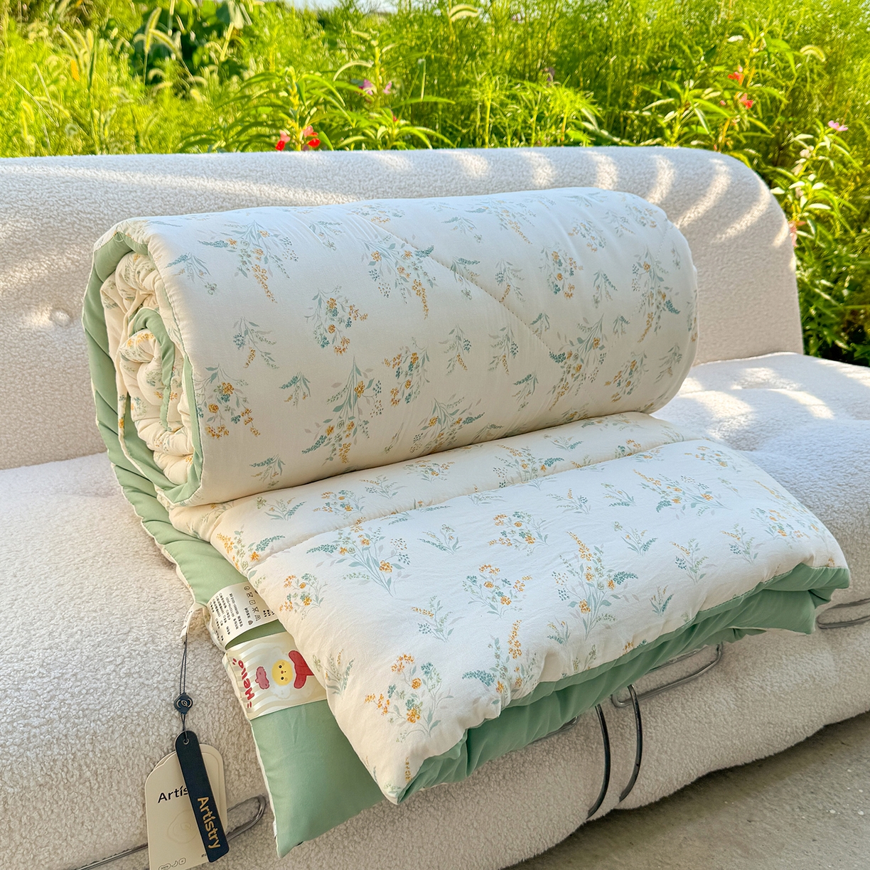 91家纺网 家纺一手货源 找家纺 弗苓家纺 2025新款糯叽叽ins风双层纱水洗棉冬被被子被芯 绚颜