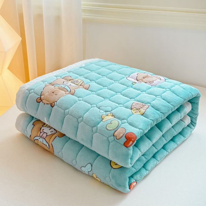 91家纺网 家纺一手货源 找家纺 优品惠 2025新款冬季牛奶绒床垫床褥垫子床护垫加绒床盖学生宿舍上下铺 卡皮巴拉蓝