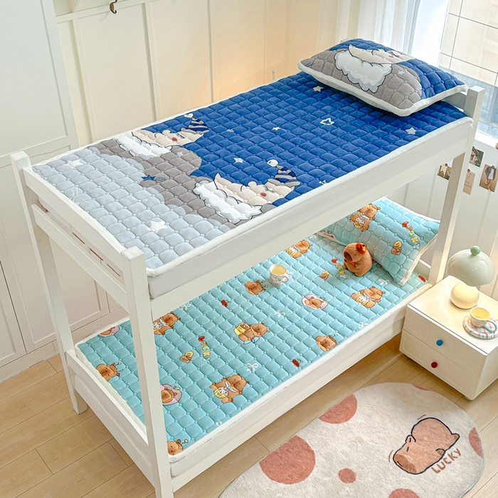 91家纺网 家纺一手货源 找家纺 优品惠 2025新款冬季牛奶绒床垫床褥垫子床护垫加绒床盖学生宿舍上下铺 卡皮巴拉蓝