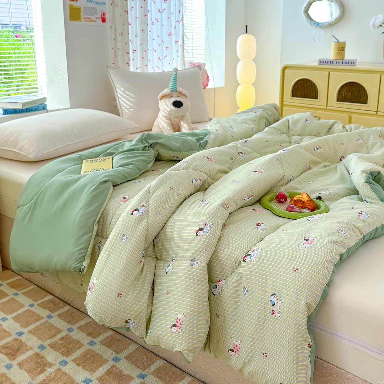 91家纺网 家纺一手货源 找家纺 弗苓家纺 2025新款糯叽叽ins风双层纱水洗棉冬被被子被芯 汪汪队