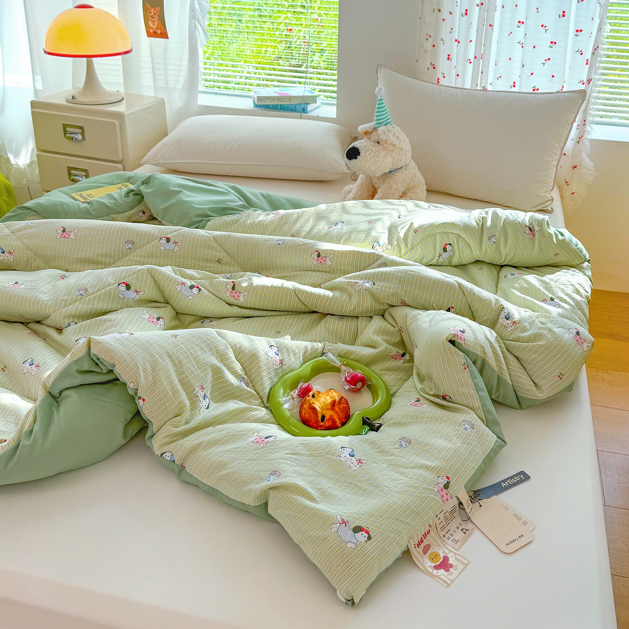 91家纺网 家纺一手货源 找家纺 弗苓家纺 2025新款糯叽叽ins风双层纱水洗棉冬被被子被芯 汪汪队