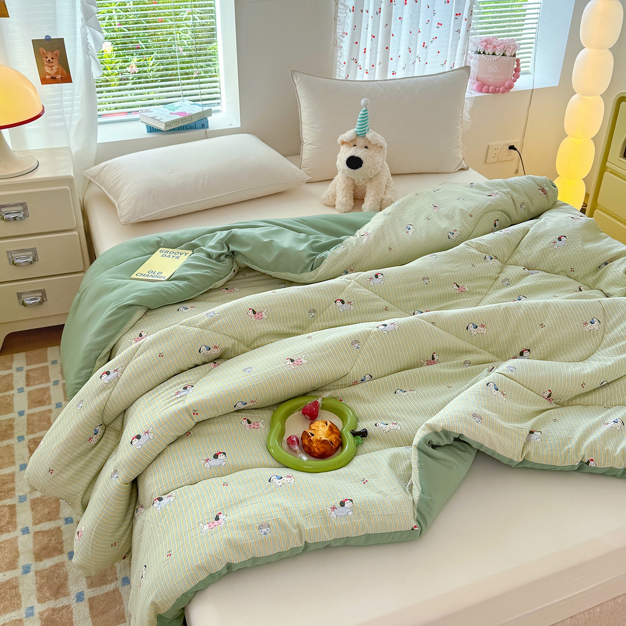 91家纺网 家纺一手货源 找家纺 弗苓家纺 2025新款糯叽叽ins风双层纱水洗棉冬被被子被芯 汪汪队