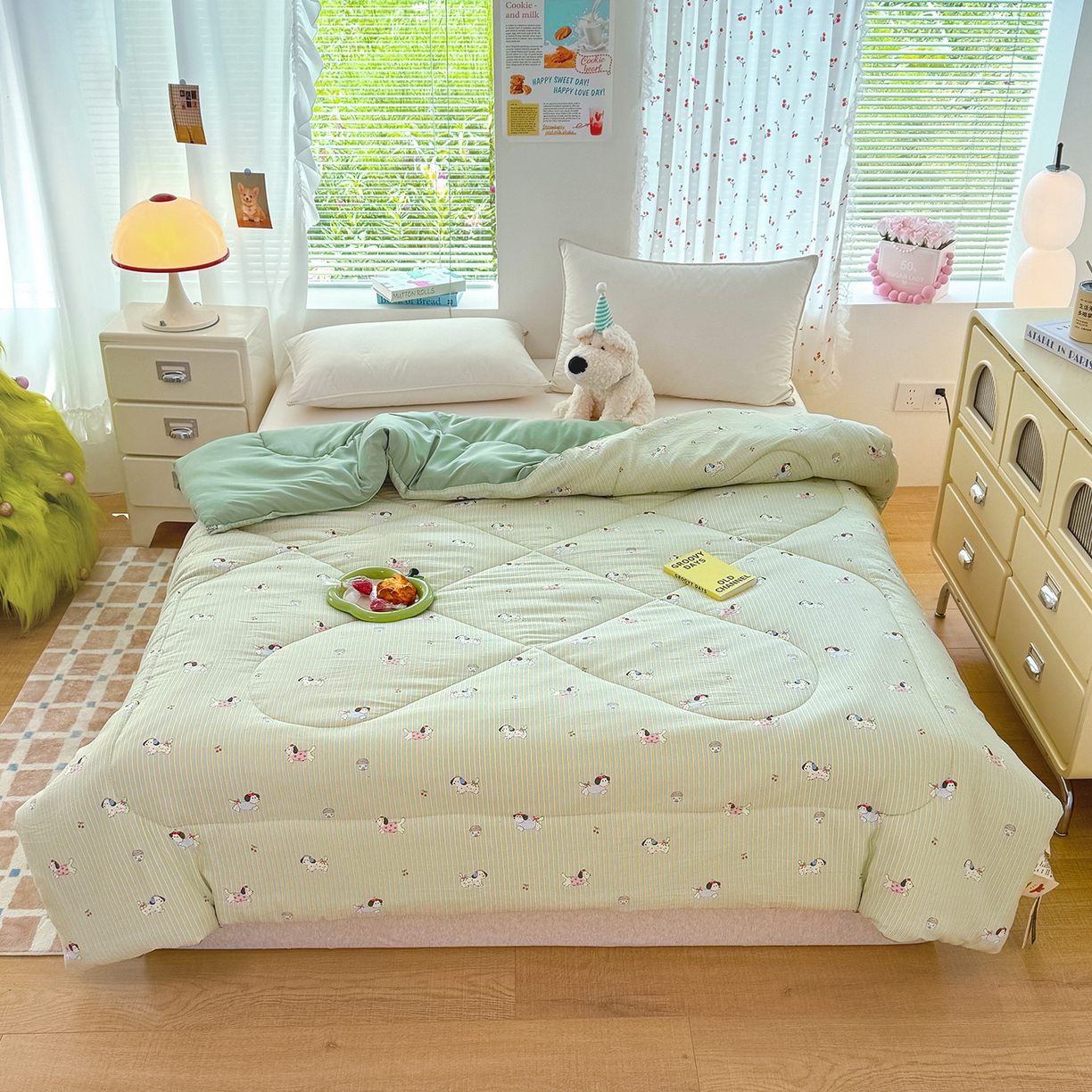 91家纺网 家纺一手货源 找家纺 弗苓家纺 2025新款糯叽叽ins风双层纱水洗棉冬被被子被芯 汪汪队