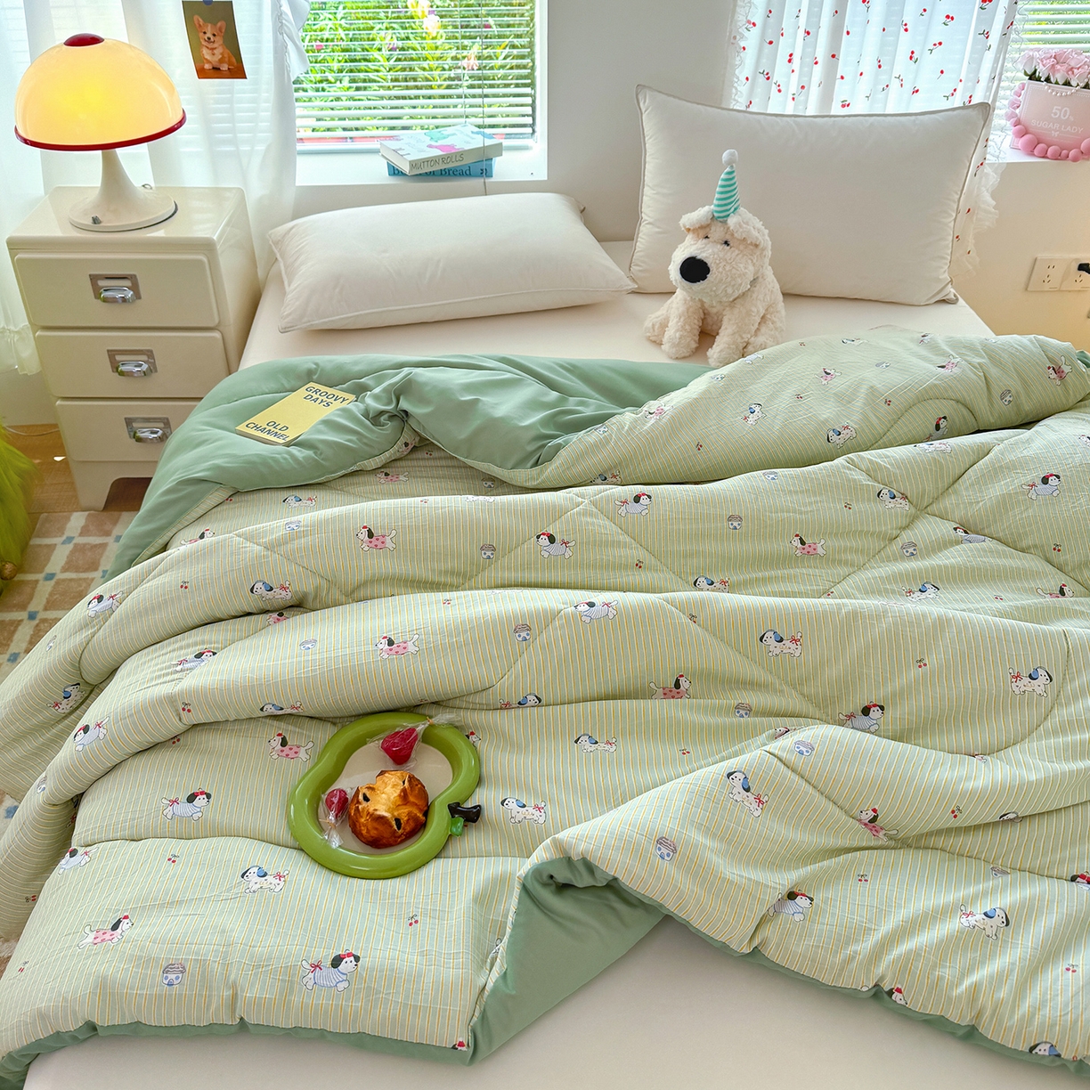 91家纺网 家纺一手货源 找家纺 弗苓家纺 2025新款糯叽叽ins风双层纱水洗棉冬被被子被芯 汪汪队