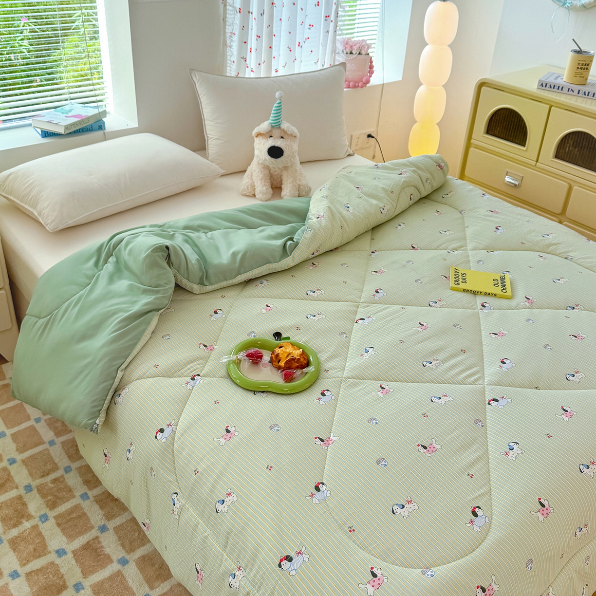 91家纺网 家纺一手货源 找家纺 弗苓家纺 2025新款糯叽叽ins风双层纱水洗棉冬被被子被芯 汪汪队