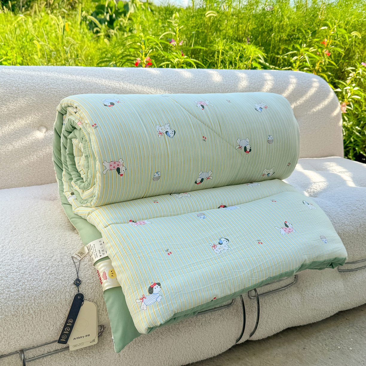 91家纺网 家纺一手货源 找家纺 弗苓家纺 2025新款糯叽叽ins风双层纱水洗棉冬被被子被芯 汪汪队