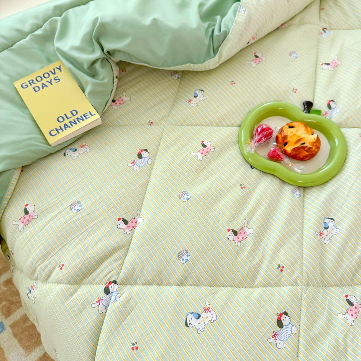 91家纺网 家纺一手货源 找家纺 弗苓家纺 2025新款糯叽叽ins风双层纱水洗棉冬被被子被芯 汪汪队