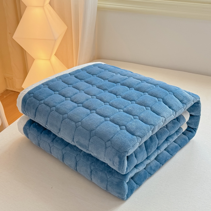 91家纺网 家纺一手货源 找家纺 优品惠 2025新款冬季牛奶绒床垫床褥垫子床护垫加绒床盖学生宿舍上下铺 蓝色