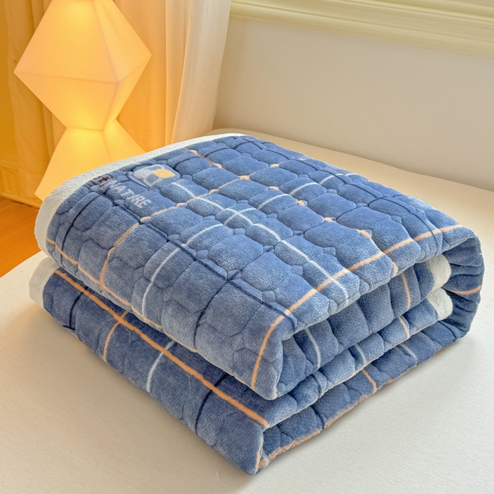 91家纺网 家纺一手货源 找家纺 优品惠 2025新款冬季牛奶绒床垫床褥垫子床护垫加绒床盖学生宿舍上下铺 朗格蓝