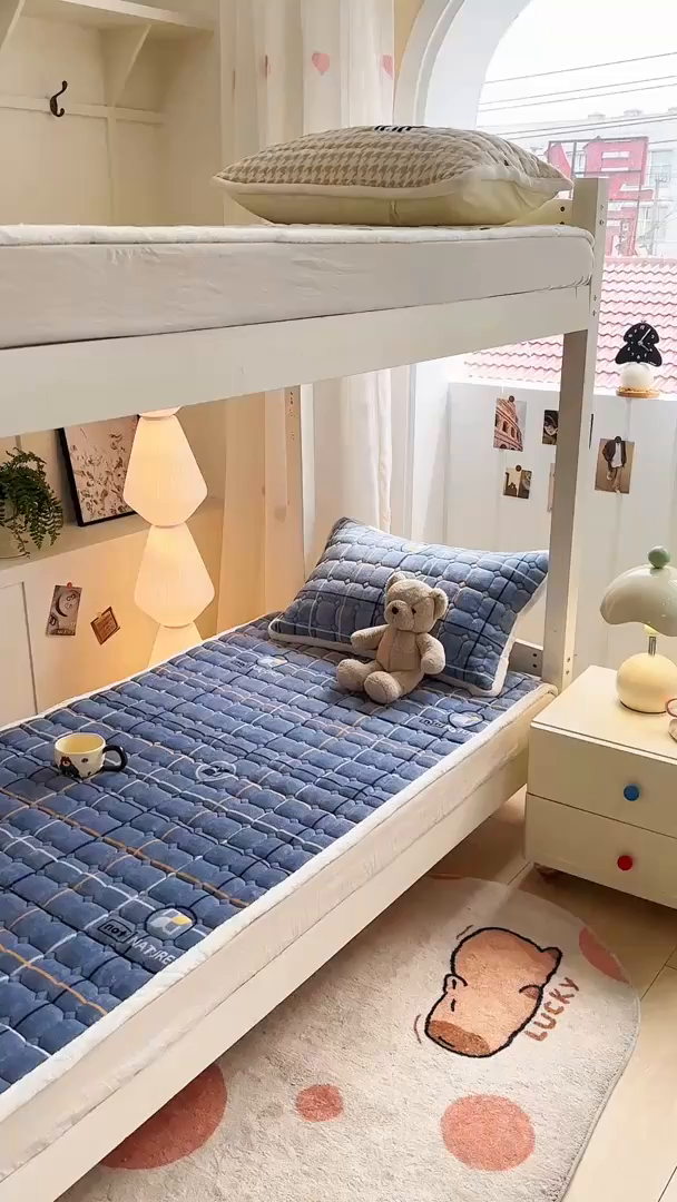 91家纺网 家纺一手货源 找家纺 优品惠 2025新款冬季牛奶绒床垫床褥垫子床护垫加绒床盖学生宿舍上下铺 朗格蓝