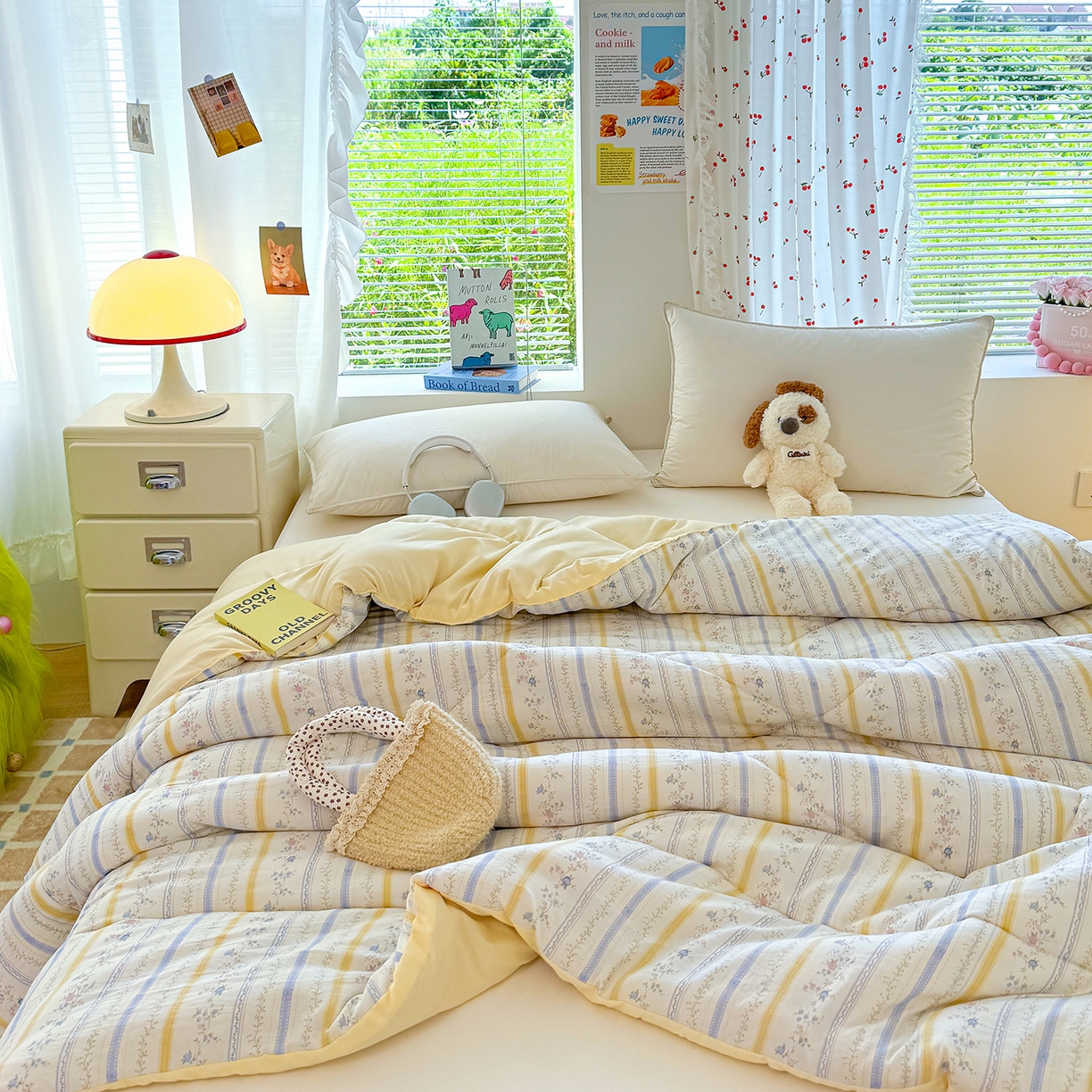 91家纺网 家纺一手货源 找家纺 弗苓家纺 2025新款糯叽叽ins风双层纱水洗棉冬被被子被芯 春晓