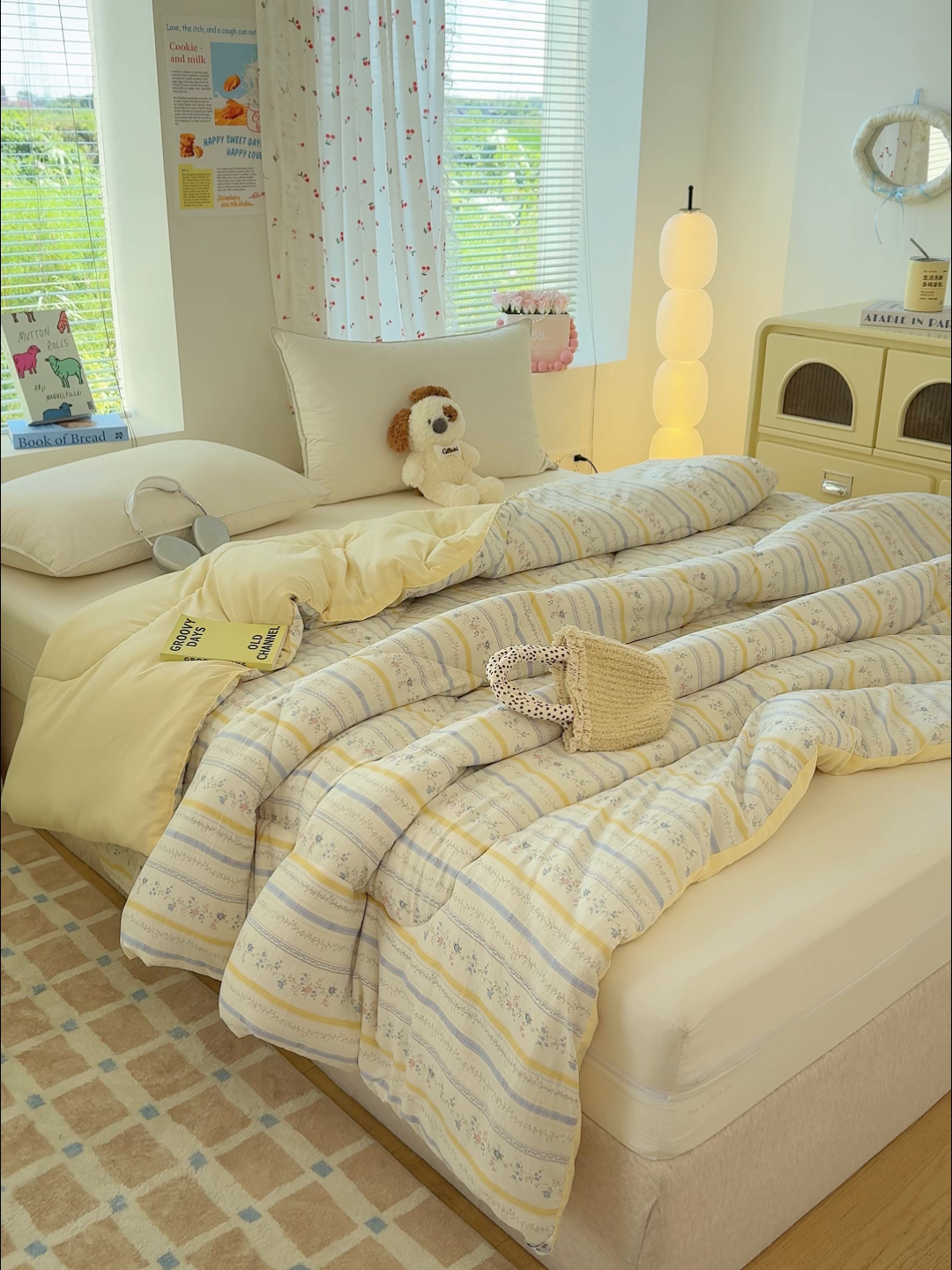 91家纺网 家纺一手货源 找家纺 弗苓家纺 2025新款糯叽叽ins风双层纱水洗棉冬被被子被芯 春晓