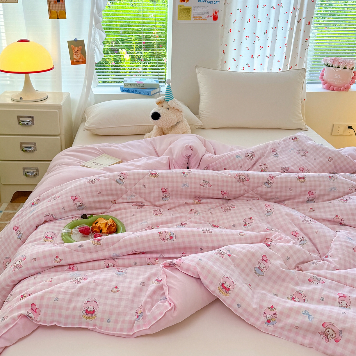 91家纺网 家纺一手货源 找家纺 弗苓家纺 2025新款糯叽叽ins风双层纱水洗棉冬被被子被芯 垂耳免