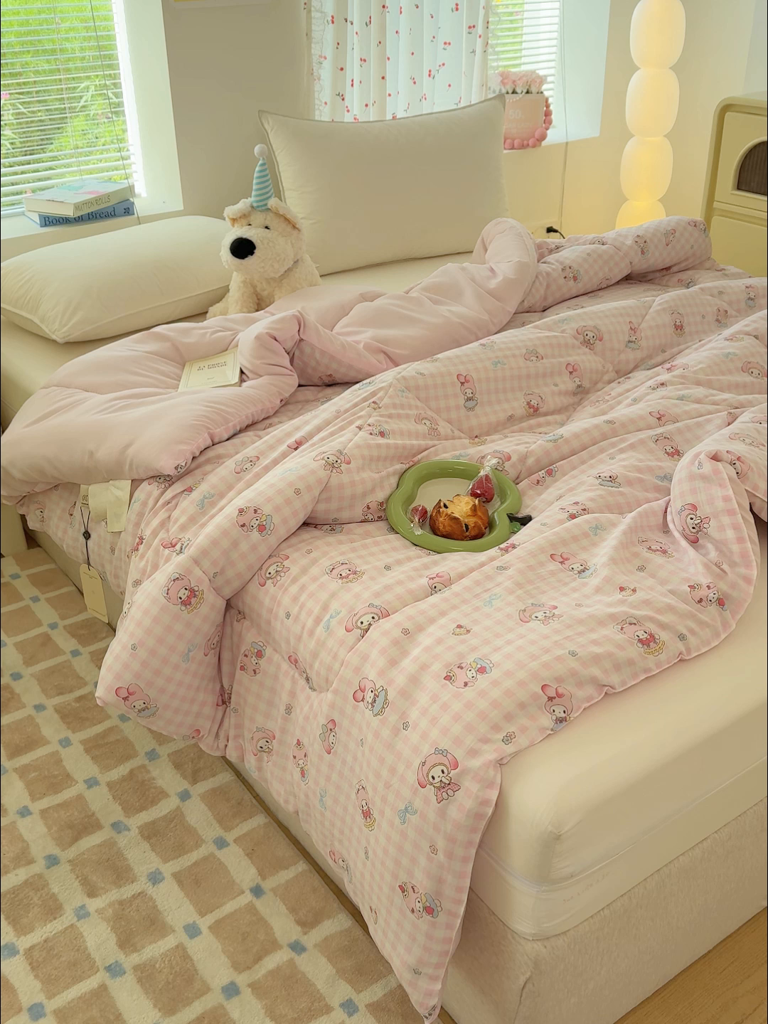 91家纺网 家纺一手货源 找家纺 弗苓家纺 2025新款糯叽叽ins风双层纱水洗棉冬被被子被芯 垂耳免