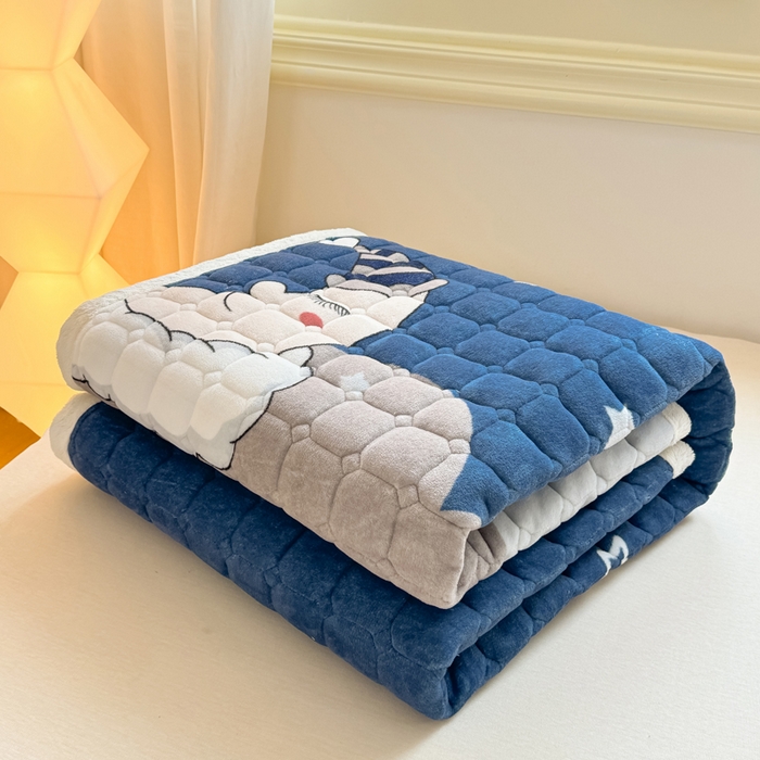 91家纺网 家纺一手货源 找家纺 优品惠 2025新款冬季牛奶绒床垫床褥垫子床护垫加绒床盖学生宿舍上下铺 月亮蓝