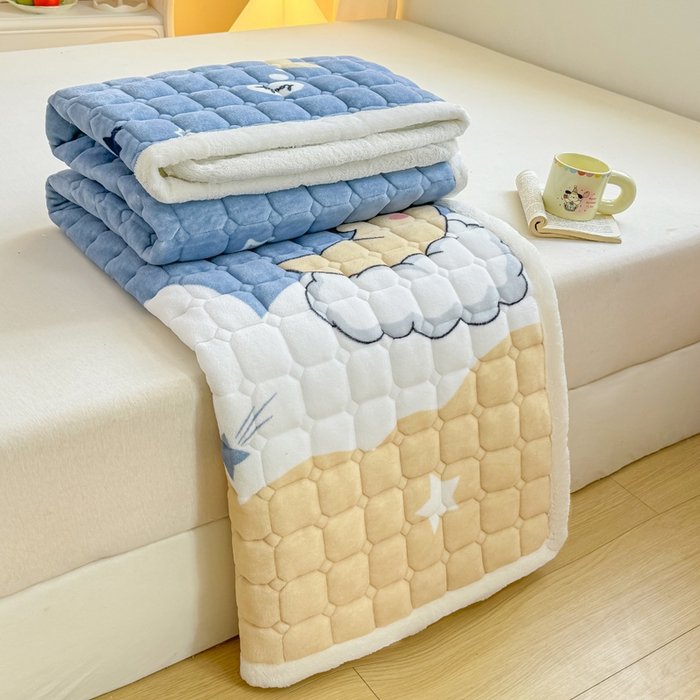 91家纺网 家纺一手货源 找家纺 优品惠 2025新款冬季牛奶绒床垫床褥垫子床护垫加绒床盖学生宿舍上下铺 月亮萌宝