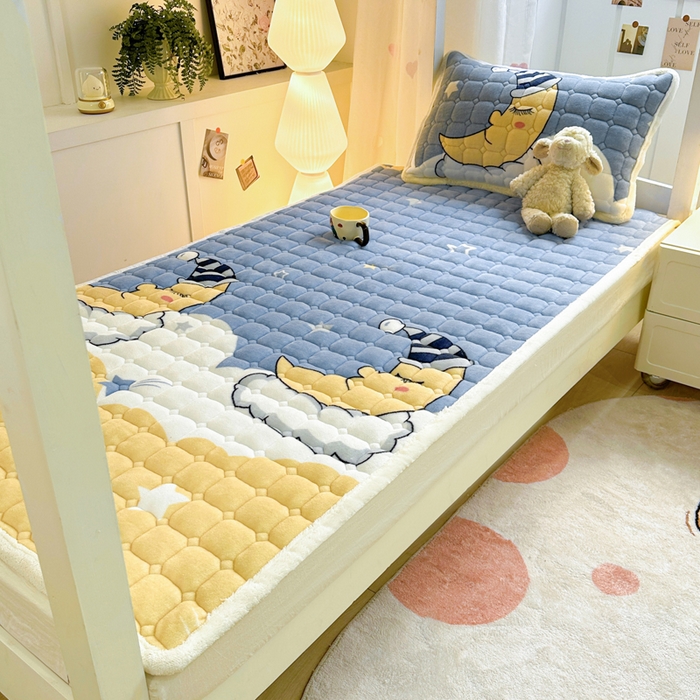 91家纺网 家纺一手货源 找家纺 优品惠 2025新款冬季牛奶绒床垫床褥垫子床护垫加绒床盖学生宿舍上下铺 月亮萌宝