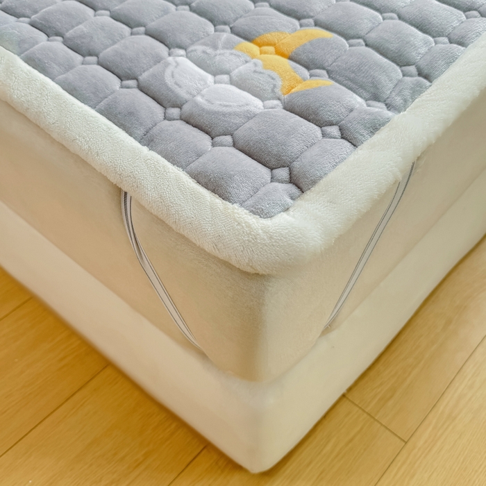 91家纺网 家纺一手货源 找家纺 优品惠 2025新款冬季牛奶绒床垫床褥垫子床护垫加绒床盖学生宿舍上下铺 织梦星月灰